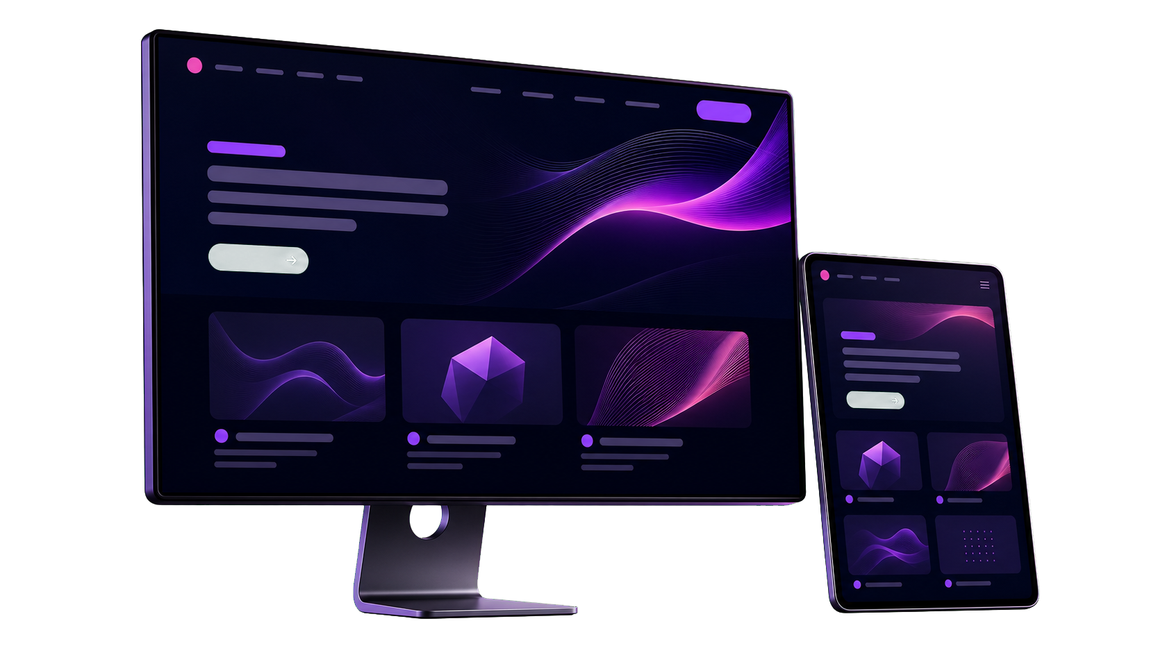 Mockup originale di progettazione siti web professionali su desktop e tablet